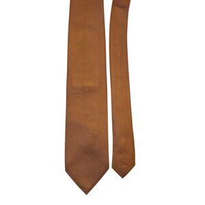 Armani Collezioni Mens Silk Tie Orange Textured Pattern Made In Italy Business